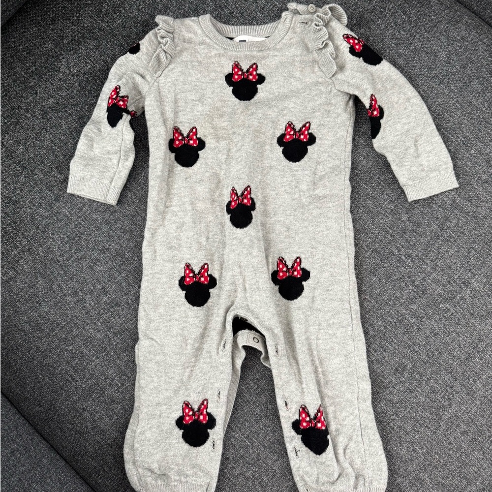 GAP x DISNEY Gray Minnie Mouse Knit Baby One Piece